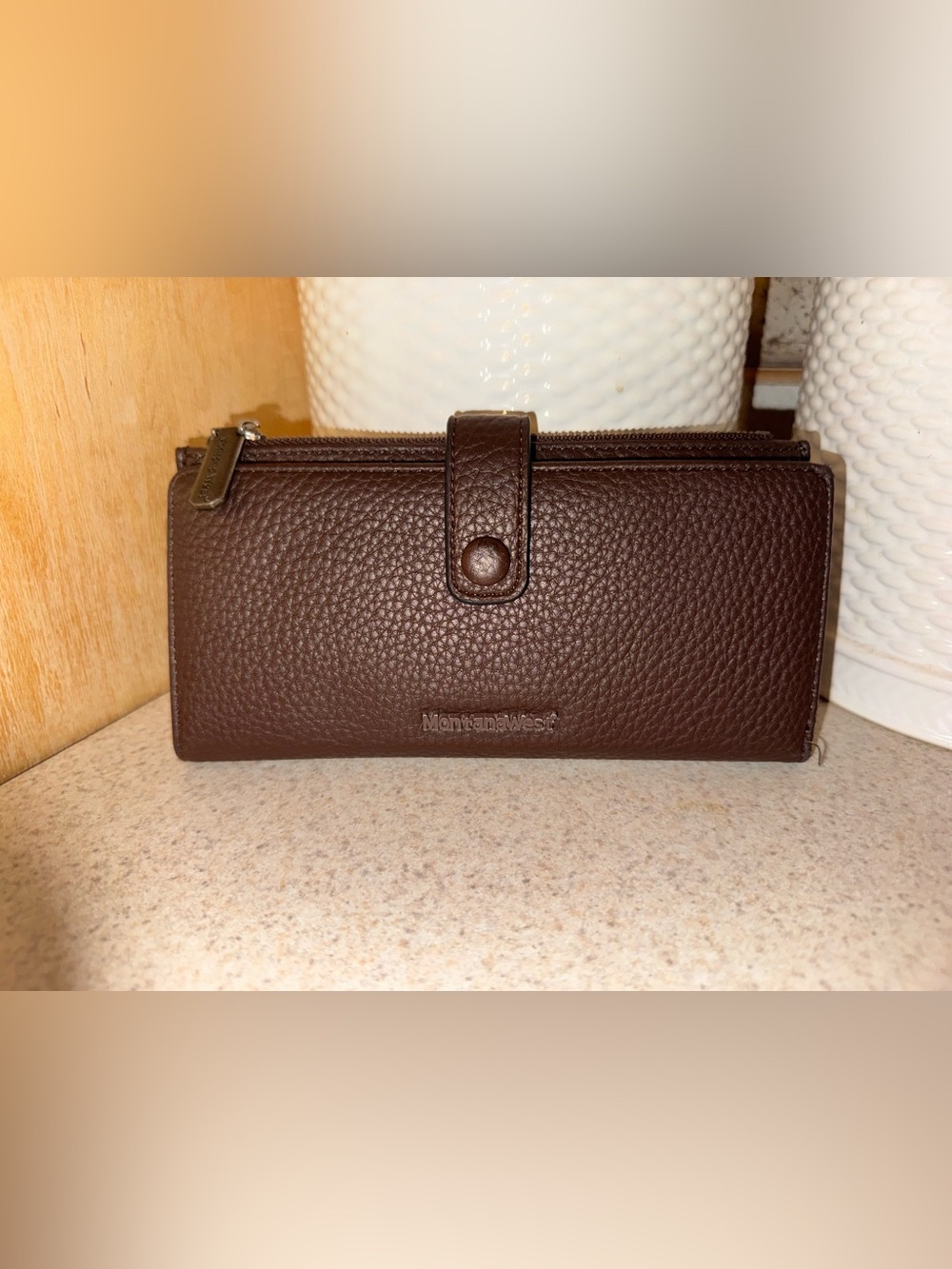 Montana West Brown Pebbled leather coffee 7.8”x4.8”x1.5”